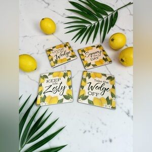 🍋FILL YOUR NEST🍋Lemon-Themed Coaster Set of 4/NWT🍋